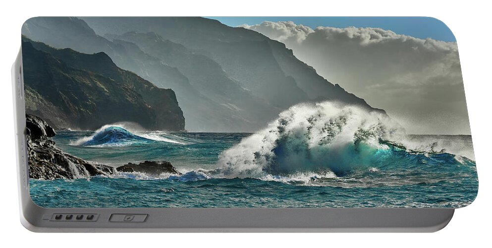 Nature Portable Battery Charger featuring the photograph More Waves in Kauai by Jon Glaser