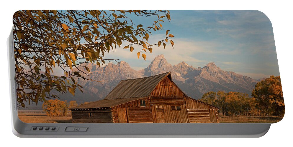 Mormon Row Autumn Morning Portable Battery Charger featuring the photograph Mormon Row Autumn Morning by Dan Sproul