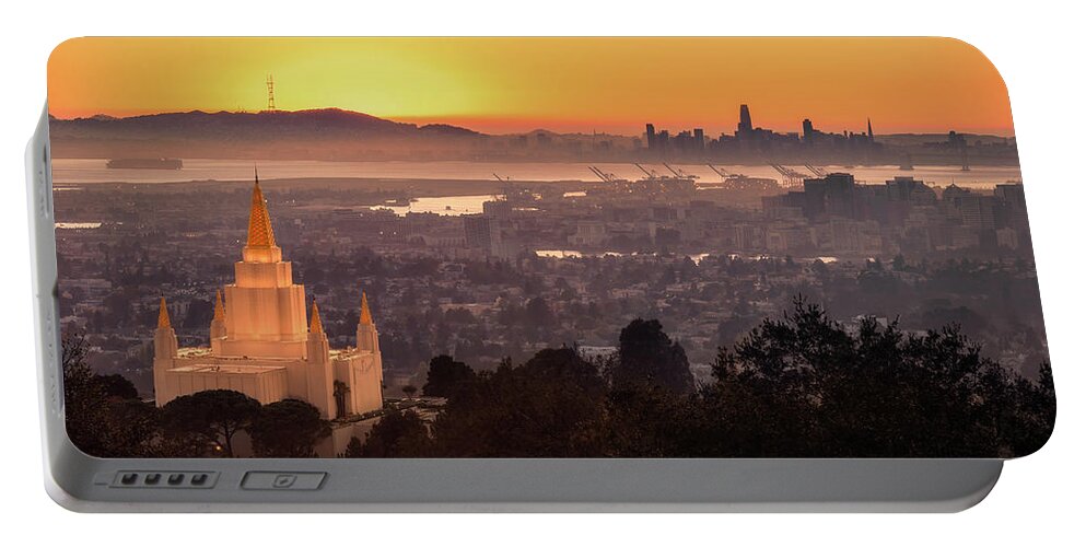Landscape Portable Battery Charger featuring the photograph Mormon Temple Oakland by Laura Macky
