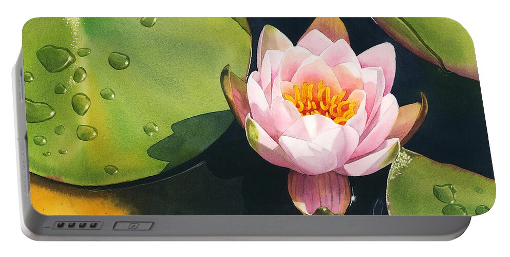 Water Lily Portable Battery Charger featuring the painting Morning Bliss by Espero Art