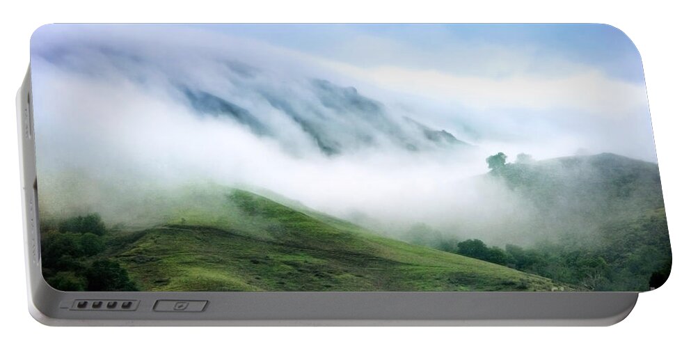 Hills Portable Battery Charger featuring the photograph Morning Fog by Ellen Cotton