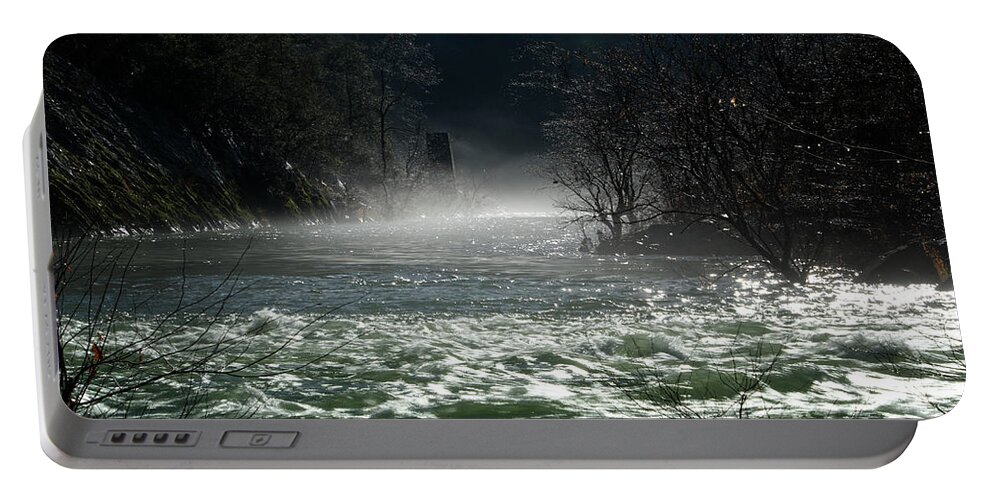 Trestle Portable Battery Charger featuring the photograph Morning Fog On Emory River by Phil Perkins