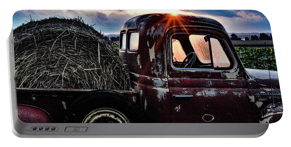 Period Pickup Truck Portable Battery Charger featuring the photograph Morning Glaze by Addison Likins