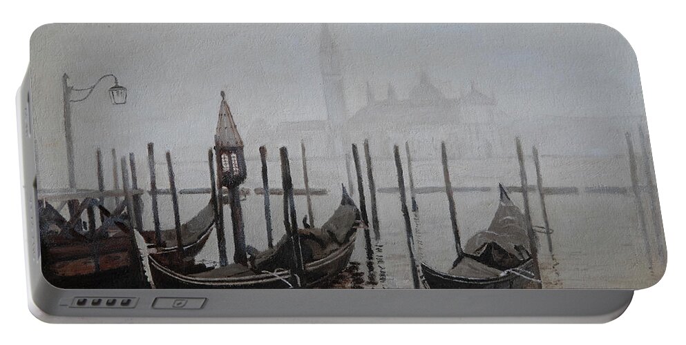 Venice Portable Battery Charger featuring the painting Morning in Venice by Masami IIDA