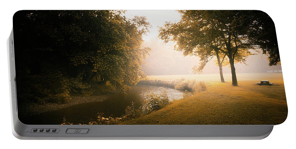 Covered Bridge Park Portable Battery Charger featuring the photograph Morning Light on Covered Bridge Park by Jason Fink