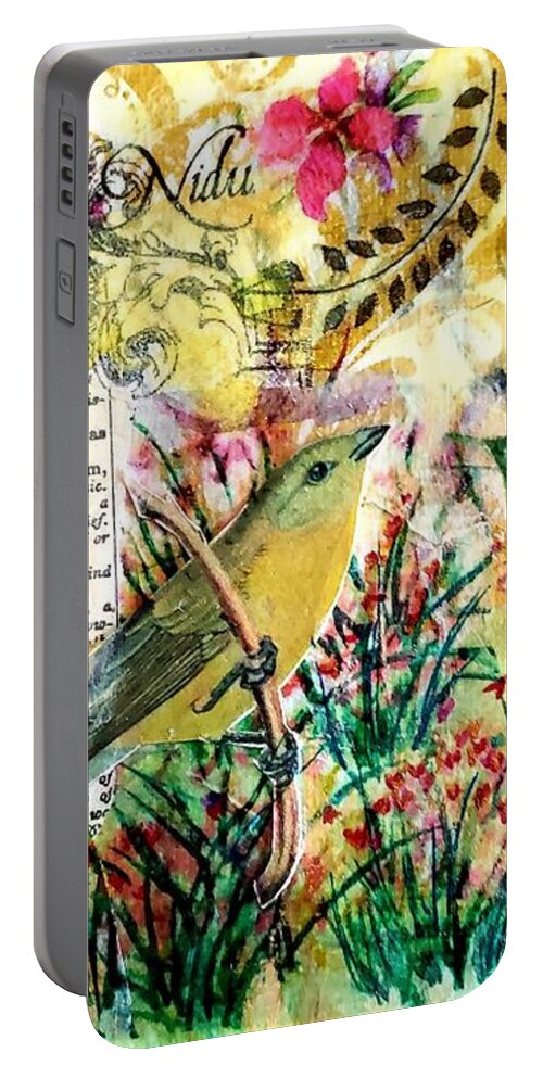Watercolor Portable Battery Charger featuring the mixed media Morning Lilies by Deborah Cherrin