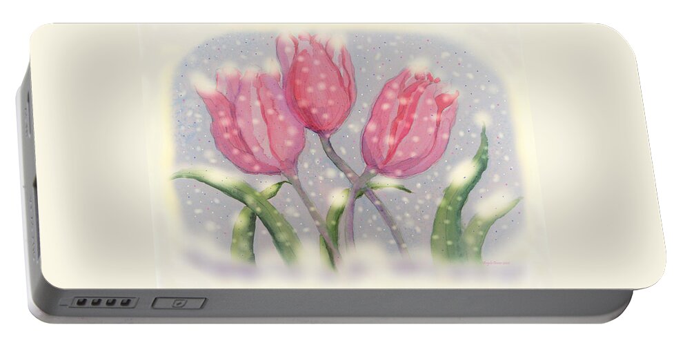 Tulip Portable Battery Charger featuring the painting Morning Magic by Angela Davies