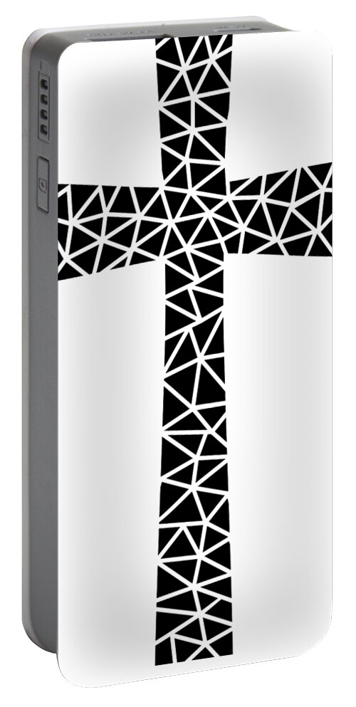 Mid Century Modern Portable Battery Charger featuring the digital art Mosaic Cross by Donna Mibus