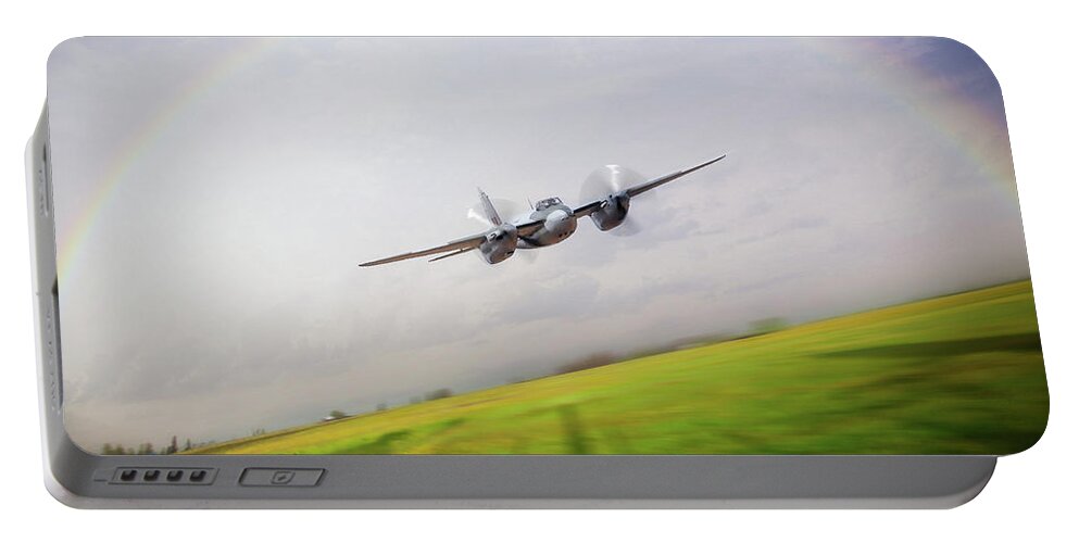 De Havilland Mosquito Portable Battery Charger featuring the digital art Mosquito Out Of The Storm by Airpower Art