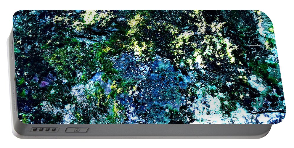Abstract Portable Battery Charger featuring the photograph Moss Blacklit by Tom Johnson