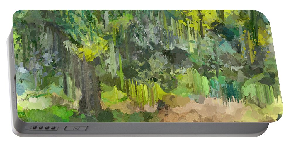 Moss Covered Tree Portable Battery Charger featuring the painting Moss Covered Tree by Dan Sproul