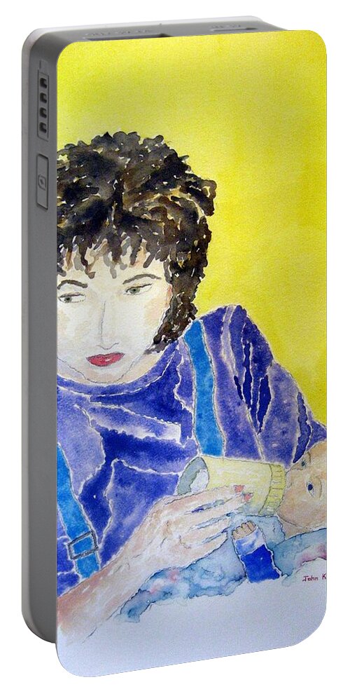 Watercolor Portable Battery Charger featuring the painting Mother of Lore by John Klobucher