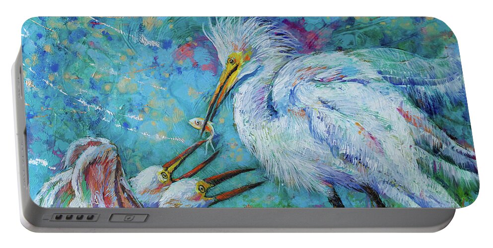  Portable Battery Charger featuring the painting Mother's Devotion by Jyotika Shroff