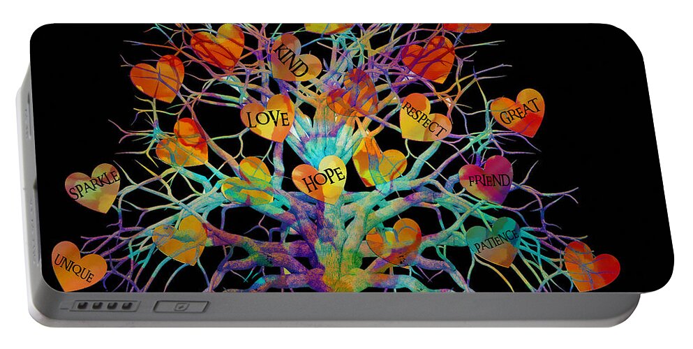 Love Portable Battery Charger featuring the digital art Motivational Tree Of Hope by Michelle Liebenberg