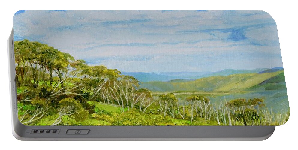 Ski Resort Portable Battery Charger featuring the painting Mount Hotham Alpine Skyline by Dai Wynn