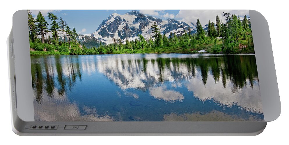 Beauty In Nature Portable Battery Charger featuring the photograph Mount Shuksan Reflected in Picture Lake by Jeff Goulden