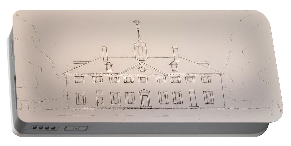 Sketch Portable Battery Charger featuring the drawing Mount Vernon by John Klobucher