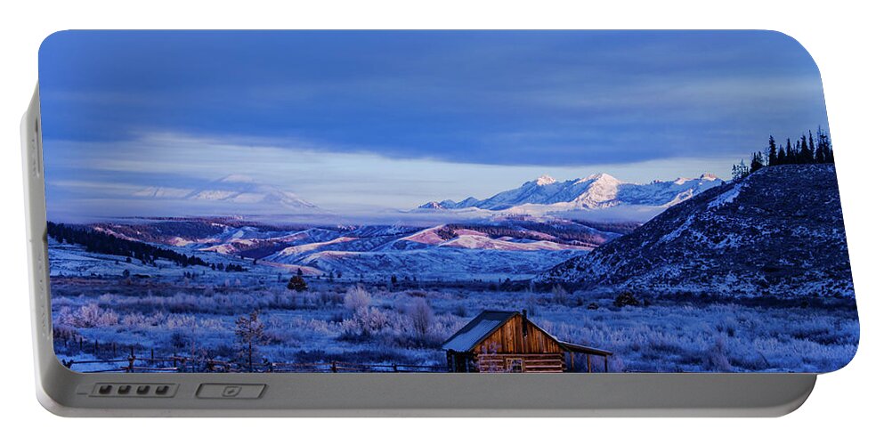 Wyoming Portable Battery Charger featuring the photograph Mountain Blues by Flowstate Photography
