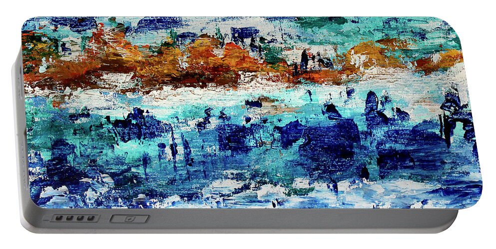 Mountains Portable Battery Charger featuring the painting Mountain Retreat by Teresa Moerer