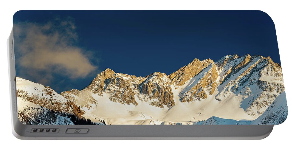 Panorama Portable Battery Charger featuring the photograph Mountain Ridge at Sunset by Stan Weyler