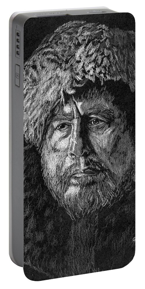 Mountainman Portable Battery Charger featuring the drawing Mountainman by Quwatha Valentine