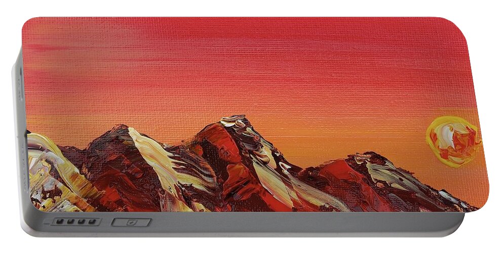 Mountain Portable Battery Charger featuring the painting Mountains of Mars by Ashley Wright