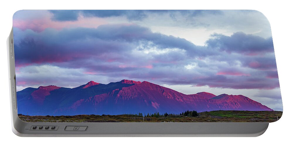 Iceland Portable Battery Charger featuring the photograph Mountains on Fire by Stefan Mazzola