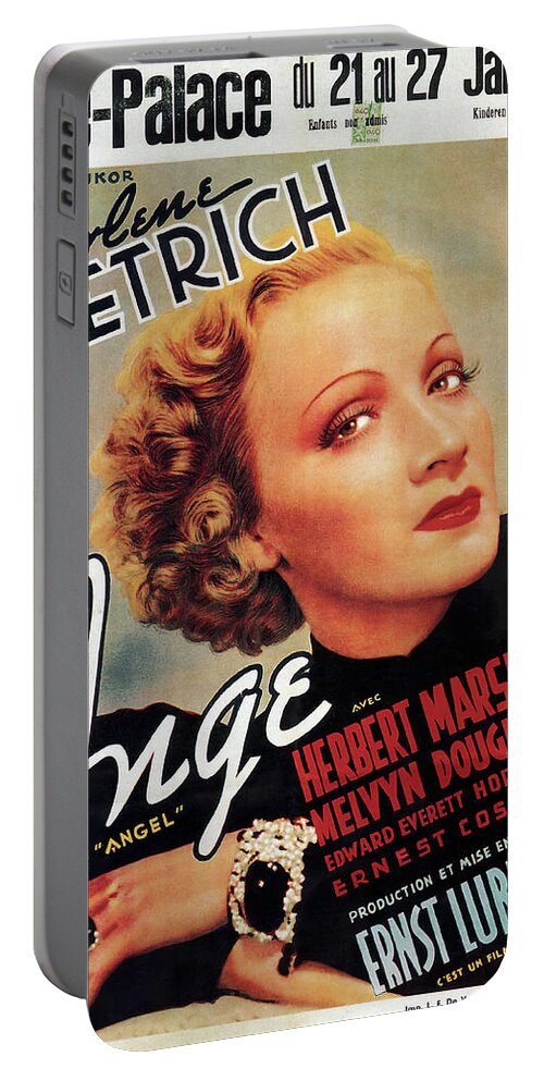 Angel Portable Battery Charger featuring the mixed media Movie poster for ''Angel'', with Marlene Dietrich'', 1937 by Movie World Posters