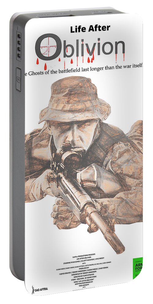 Movie Poster Portable Battery Charger featuring the digital art Movie Poster - Life After Oblivion by Tommy Anderson