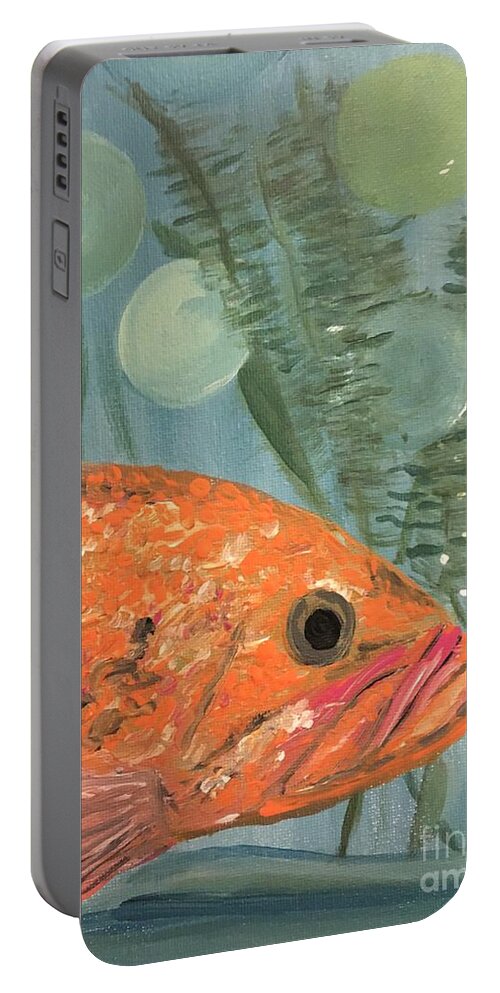 Fish Portable Battery Charger featuring the painting Mr. Fish by Debora Sanders