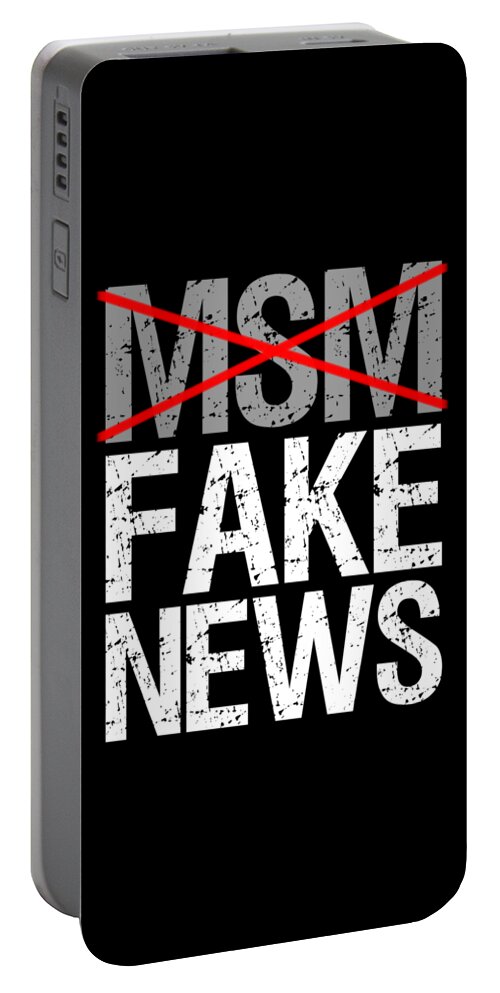 Funny Portable Battery Charger featuring the digital art Msm Is Fake News by Flippin Sweet Gear