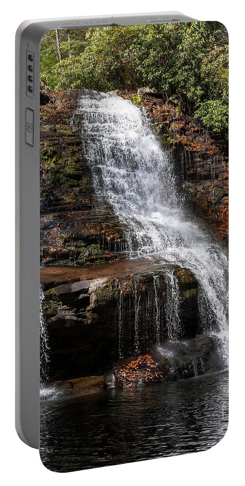 Autumn Portable Battery Charger featuring the photograph Muddy Creek Falls at Low Water at Swallow Falls State Park in western Maryland by William Kuta