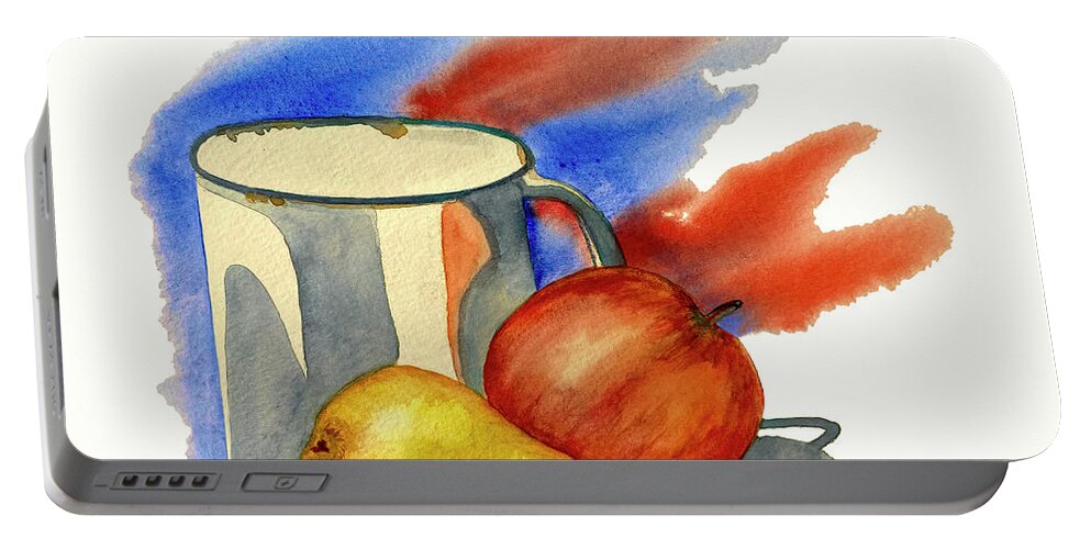 Still Life Portable Battery Charger featuring the painting Mug and Fruit Still Life by Deborah League