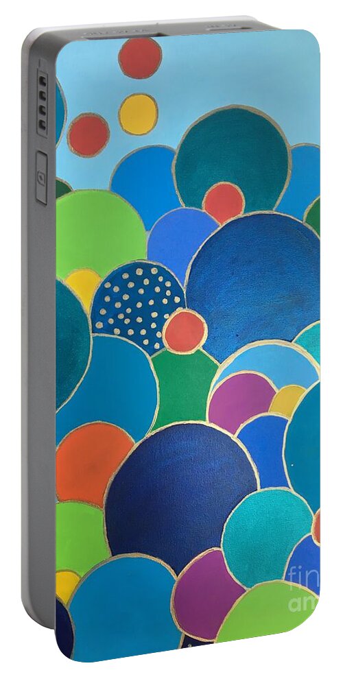 Bubbles Portable Battery Charger featuring the painting Multi-color Bubbles by Debora Sanders