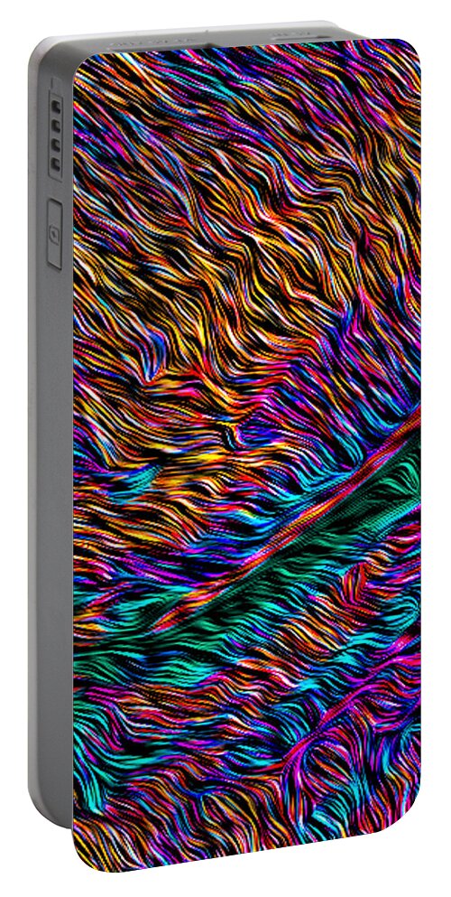 Abstract Portable Battery Charger featuring the digital art Multicolored Weave - Abstract by Ronald Mills