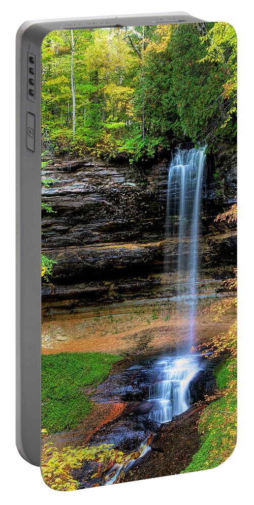 Munising Portable Battery Charger featuring the photograph Munising Falls by Cheryl Strahl