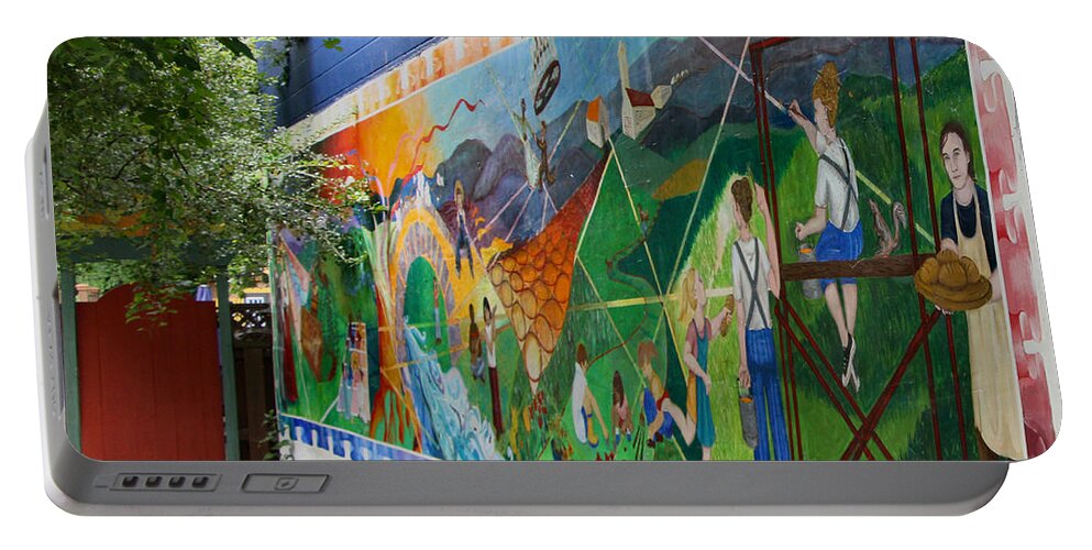 Staunton Portable Battery Charger featuring the photograph Mural with Red Door by Lin Grosvenor