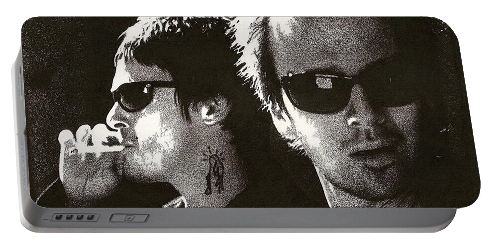 Boondock Saints Portable Battery Charger featuring the drawing Murphy and Connor by Mark Baranowski