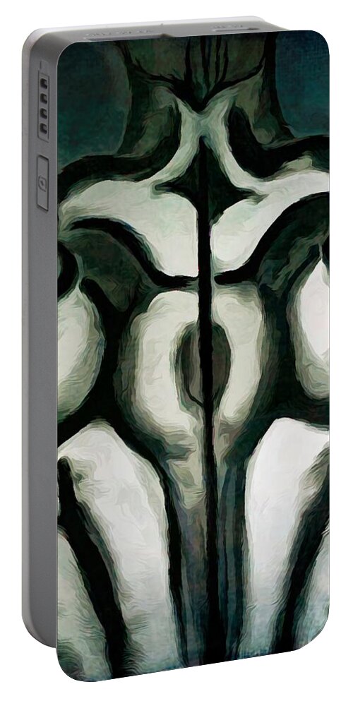 Modern Abstract Portable Battery Charger featuring the drawing Muscled Back Abstract 2 of 2 by Joan Stratton