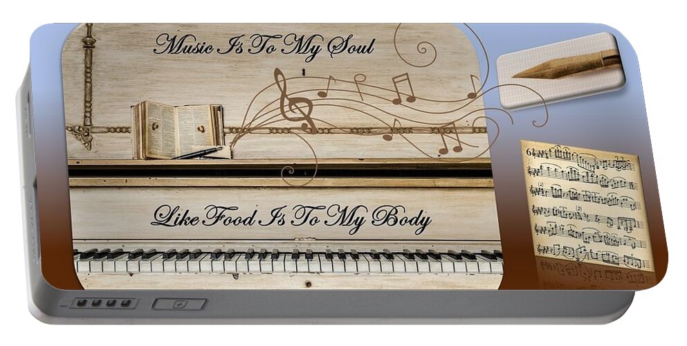 Music Portable Battery Charger featuring the mixed media Music Is To My Soul... by Nancy Ayanna Wyatt