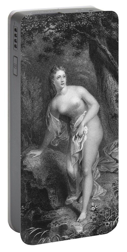 1825 Portable Battery Charger featuring the drawing Musidora, 1825 by Asher Brown Durand