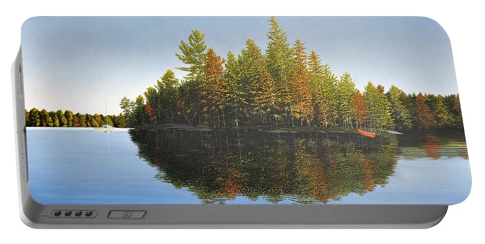 Landscapes Portable Battery Charger featuring the painting Muskoka Island  by Kenneth M Kirsch