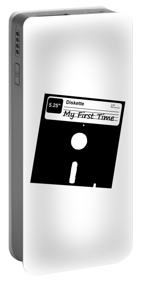 Pc Portable Battery Charger featuring the digital art My First Time Retro 80s Floppy Disk by Flippin Sweet Gear