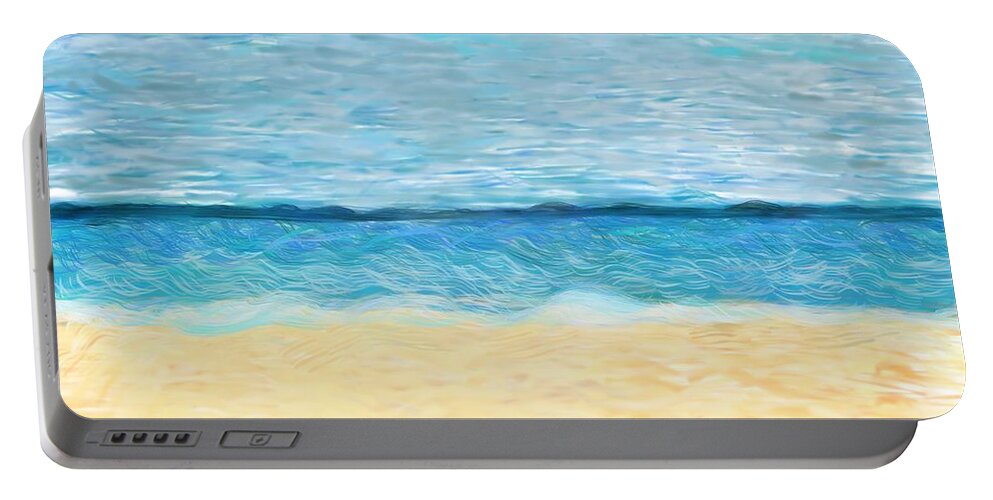 Beach Portable Battery Charger featuring the digital art My Happy Place by Christina Wedberg