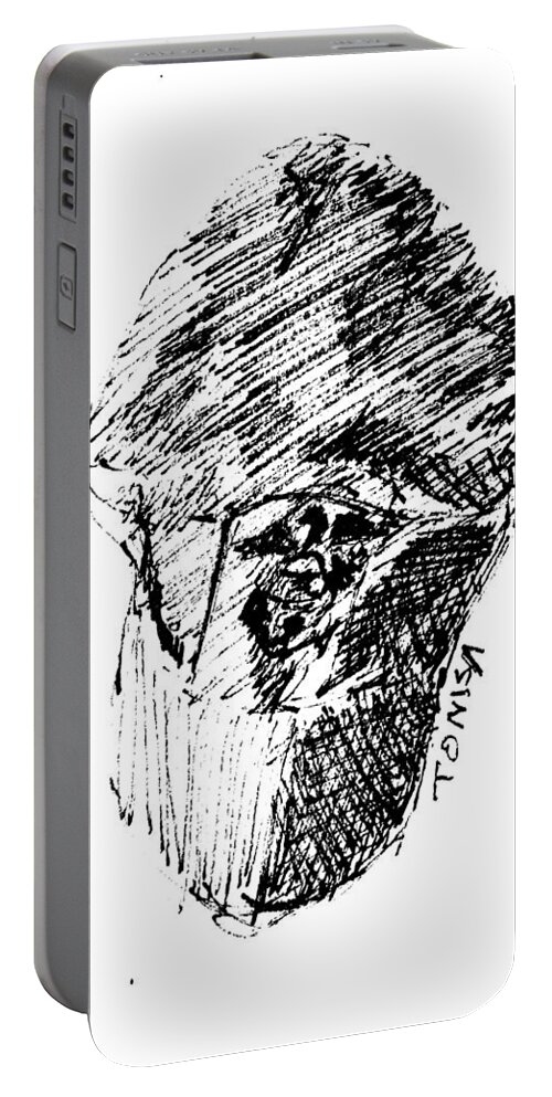 My Marine Corps Utility Cover Portable Battery Charger featuring the drawing My Marine Corps Utility Cover by Bill Tomsa