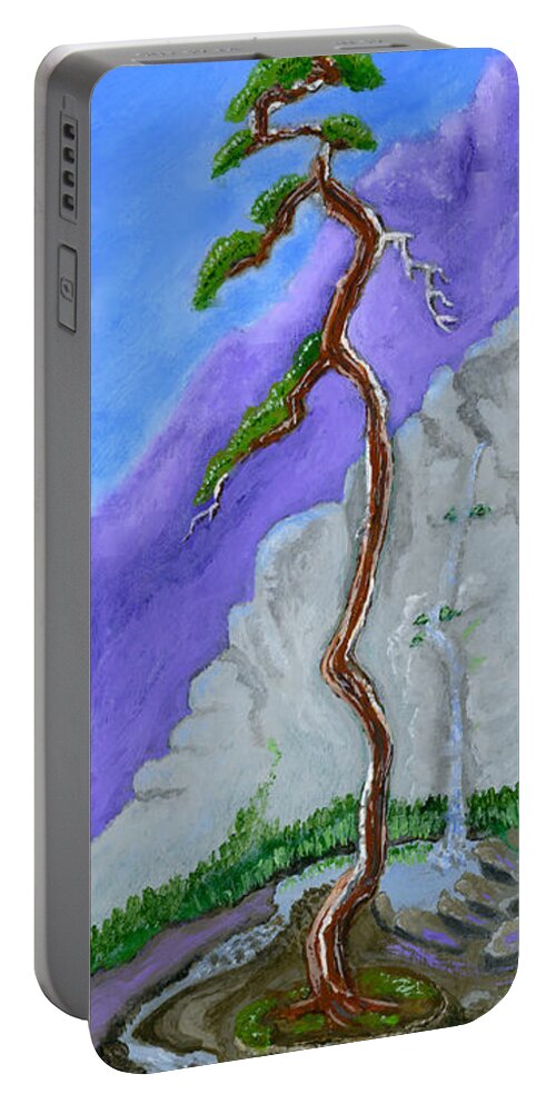 Bonsai Portable Battery Charger featuring the painting My Old Bonsai by Mike Kling