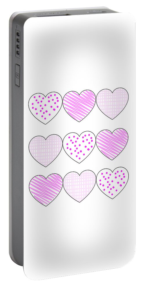 Heart Portable Battery Charger featuring the digital art My Pink Hearts by Moira Law