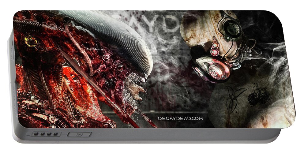 Alien Portable Battery Charger featuring the digital art My Queen Red edition by Argus Dorian