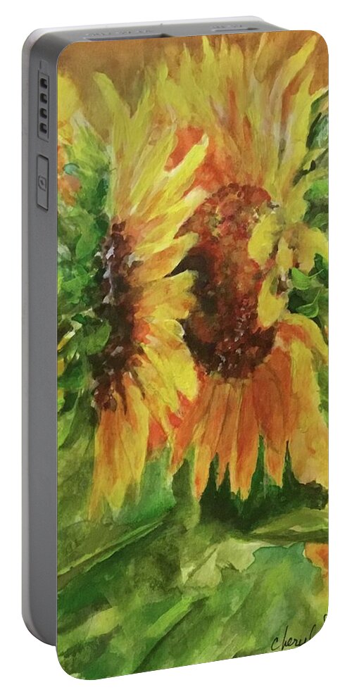 Kissing Portable Battery Charger featuring the painting My Sister My Friend by Cheryl Wallace