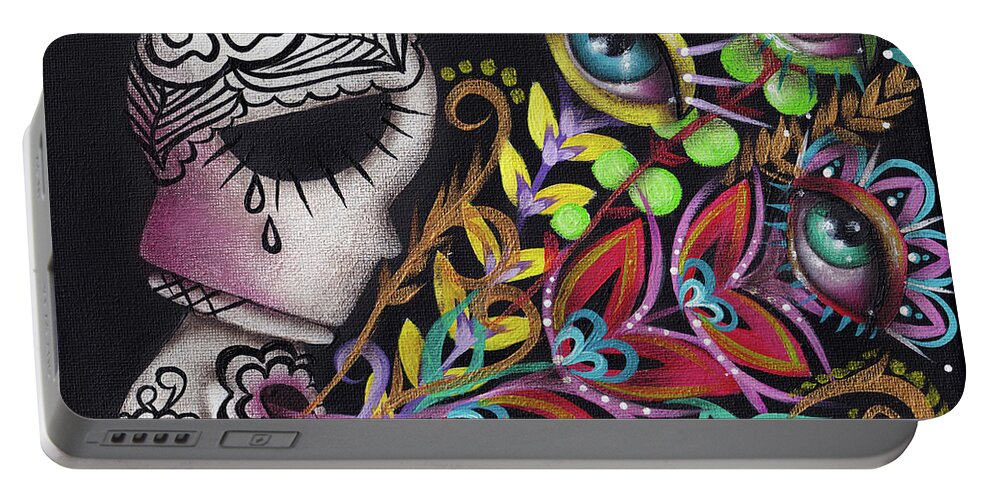 Day Of The Dead Portable Battery Charger featuring the painting My True Self by Abril Andrade